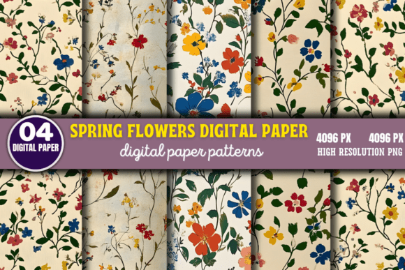 Download Spring Flowers Digital Paper Pattern 2 - Premium Resources