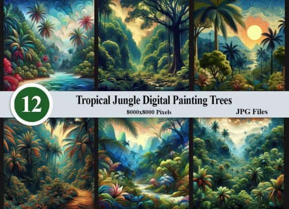 Download Tropical Jungle Digital Painting Trees - Digital painting Collection