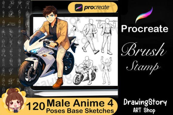 Download 120 Procreate Male Anime Poses 4 - Premium Resources