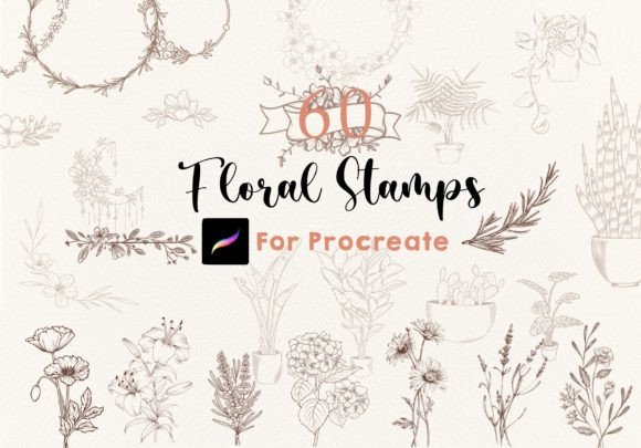 Download Procreate Flower Floral Stamps Botanical - Premium Resources