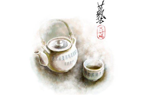 Download Tea Set Illustration in Digital Painting - Digital painting Collection