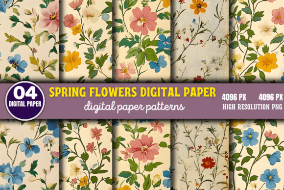 Download Spring Flowers Digital Paper Pattern 3 - Premium Resources