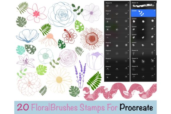 Download 20 Floral Procreate Brushes Stamps - Floral procreate brushes Collection
